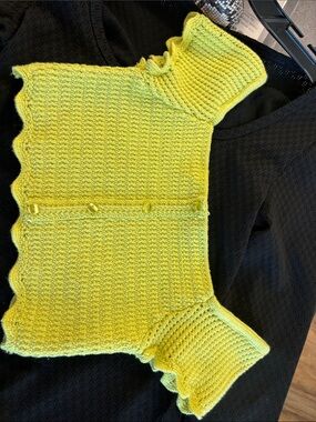 Zara Neon Lime Cropped Knit Button-Front Cardigan